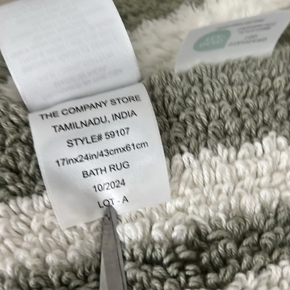 The Company Store Lot Plush Spa Stripe Bath Rugs - Dark Willow, 24x40 and 17x24